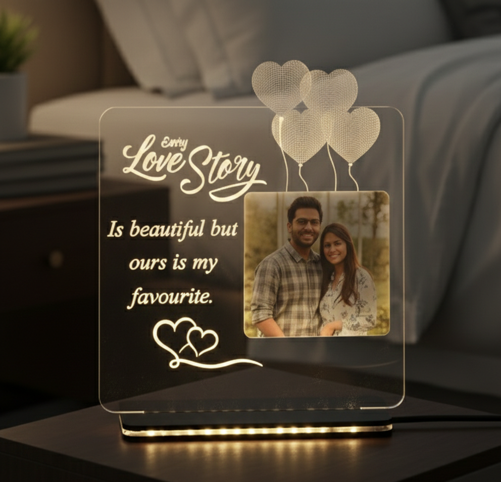Personalized Gift Couple Premium Acrylic Cutout LED Table Lamp